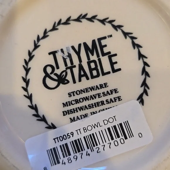 Thyme & Table Black/White Dot Stoneware Gold-Rimmed Bowl - Picture 5 of 6